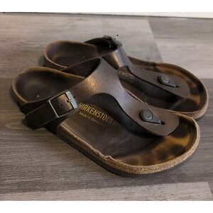 Birkenstock Gizeh Brown Leather 240 Thong Sandals Women's Size 37 - US 6